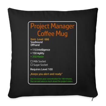 Projektleiter Kaffeebecher Level 666 - Sofakissenbezug 45 x 45 cm - Schwarz - Vorne