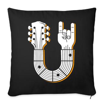 Musical Guitar Hand Sign Illustration - Sofa pillowcase 17,3'' x 17,3'' (45 x 45 cm) - black - Front