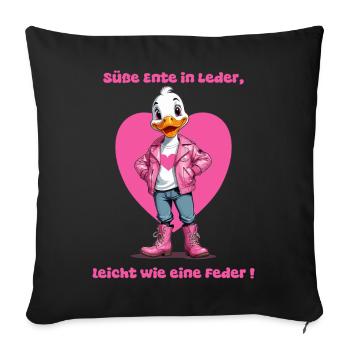Cute duck in leather - Sofa pillowcase 17,3'' x 17,3'' (45 x 45 cm) - black - Front