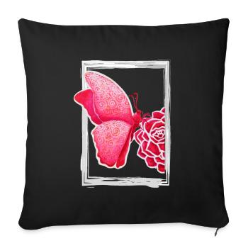 Rose Butterfly - Sonja Ariel von Staden - Sofa pillowcase 17,3'' x 17,3'' (45 x 45 cm) - black - Front