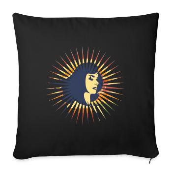 T-Shirt mit Regenbogen Retro,Frau in Sonne - Sofakissenbezug 45 x 45 cm - Schwarz - Vorne