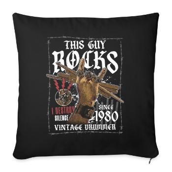 1980's Vintage Drum Drummer Birthday - Sofa pillowcase 17,3'' x 17,3'' (45 x 45 cm) - black - Front
