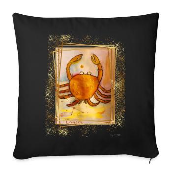 Zodiac Sign Cancer Watercolor Drawing - Sofa pillowcase 17,3'' x 17,3'' (45 x 45 cm) - black - Front