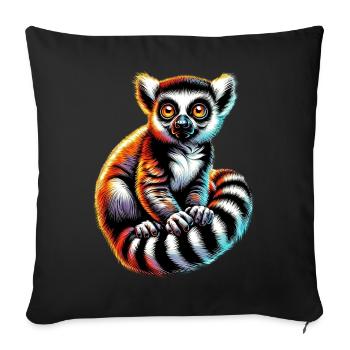 Lémurien - Housse de coussin décorative 45 x 45 cm - noir - Devant