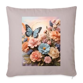Flower Wings - Sofa pillowcase 17,3'' x 17,3'' (45 x 45 cm) - light taupe - Front