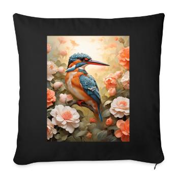 Kingfisher in a sea of flowers - Sofa pillowcase 17,3'' x 17,3'' (45 x 45 cm) - black - Front