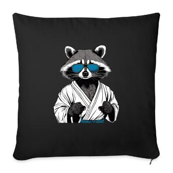 raton laveur arts martiaux karaté judo mma idée cadeau - Housse de coussin décorative 45 x 45 cm - noir - Devant