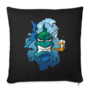 Drôle de poisson Poisson prédateur pour les pêcheurs - Housse de coussin décorative 45 x 45 cm - noir - Devant