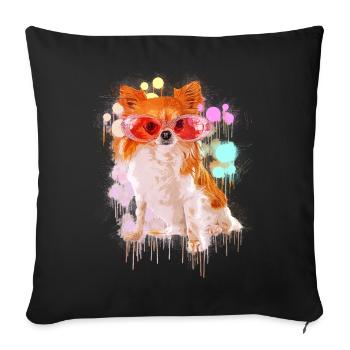 Chihuahua mit Sonnenbrille - Sofakissenbezug 45 x 45 cm - Schwarz - Vorne