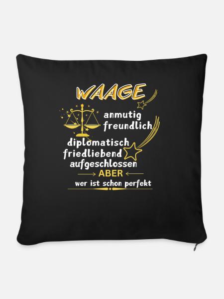 Sternzeichen WAAGE - Sofakissenbezug 45 x 45 cm - Schwarz