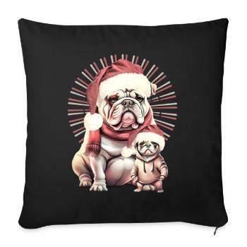 Duo Bouledogue de Noël - Housse de coussin décorative 45 x 45 cm - noir - Devant