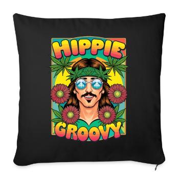Hippie Bewegung - Sofakissenbezug 45 x 45 cm - Schwarz - Vorne