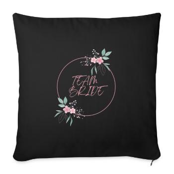 Équipe de la mariée cercle rose fleurs uni - Housse de coussin décorative 45 x 45 cm - noir - Devant