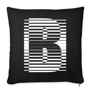 LETTER B - Sofa pillowcase 17,3'' x 17,3'' (45 x 45 cm) - black - Front