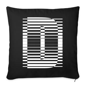 LETTER D - Sofa pillowcase 17,3'' x 17,3'' (45 x 45 cm) - black - Front