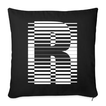 INITIAL R - Sofa pillowcase 17,3'' x 17,3'' (45 x 45 cm) - black - Front