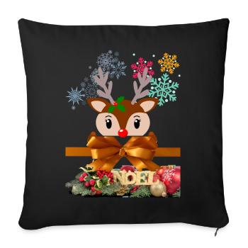 Renne de Noël enjoué - Housse de coussin décorative 45 x 45 cm - noir - Devant