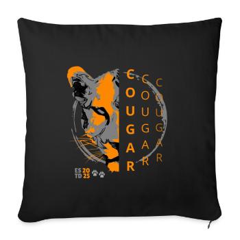 Cougar - half face of the animal in the shadow - Sofa pillowcase 17,3'' x 17,3'' (45 x 45 cm) - black - Front