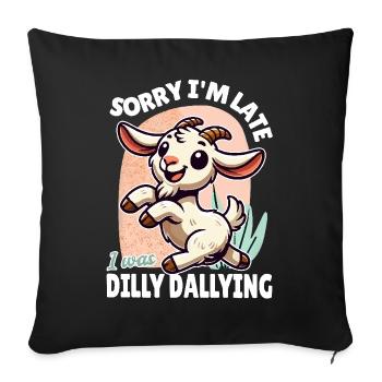 Sorry, I'm Late – Funny Goat Design - Sofa pillowcase 17,3'' x 17,3'' (45 x 45 cm) - black - Front