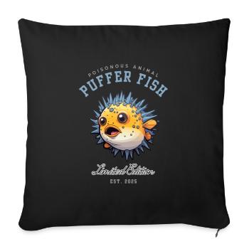 puffer fish with spines on its body inflating - Sofa pillowcase 17,3'' x 17,3'' (45 x 45 cm) - black - Front