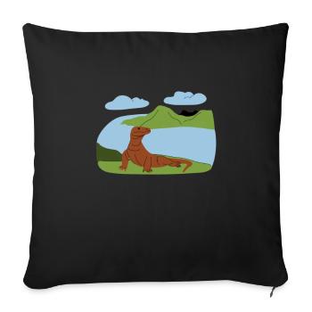 Majestueux dragon de Komodo - Housse de coussin décorative 45 x 45 cm - noir - Devant