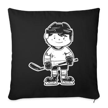 Cartoon Eishockeyspieler - Sofakissenbezug 45 x 45 cm - Schwarz - Vorne