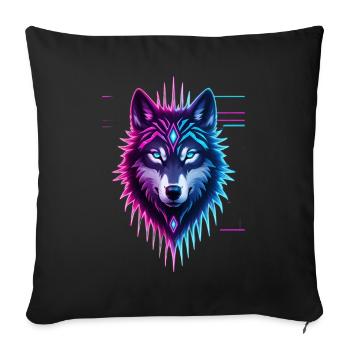 Couronne de Cristal de Loup Néon - Housse de coussin décorative 45 x 45 cm - noir - Devant