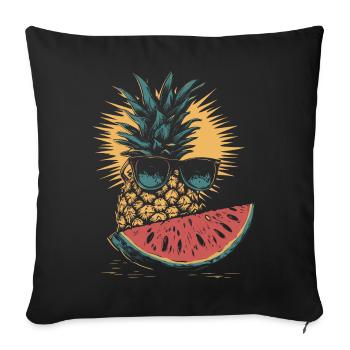 Pineapple and watermelon - Sofa pillowcase 17,3'' x 17,3'' (45 x 45 cm) - black - Front