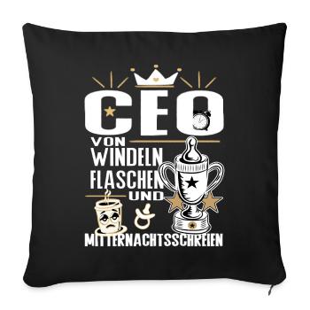 CEO von Windeln Flaschen Eltern Humor Design - Sofakissenbezug 45 x 45 cm - Schwarz - Vorne