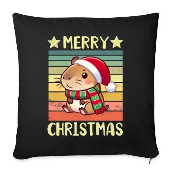 Capybara Weihnachten - Sofakissenbezug 45 x 45 cm - Schwarz - Vorne
