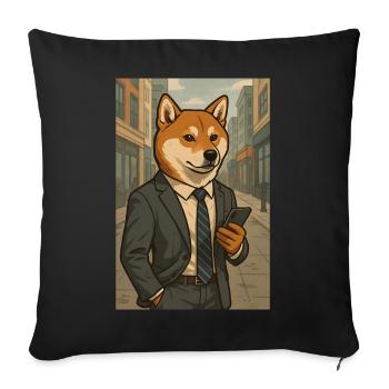 Business Shiba Funny Dog in Suit - Sofa pillowcase 17,3'' x 17,3'' (45 x 45 cm) - black - Front