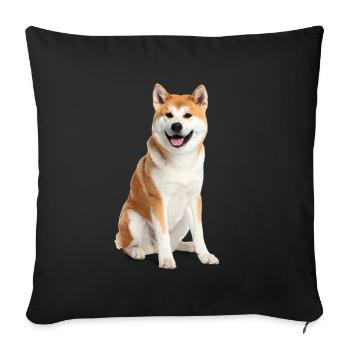 Cute Akita Inu – Loyal Soul, Fluffy Dog - Sofa pillowcase 17,3'' x 17,3'' (45 x 45 cm) - black - Front