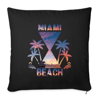 Miami Beach Sunset Silhouette Design - Sofa pillowcase 17,3'' x 17,3'' (45 x 45 cm) - black - Front