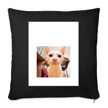 Playful Cat Portrait with Sniffing Detail - Sofa pillowcase 17,3'' x 17,3'' (45 x 45 cm) - black - Front