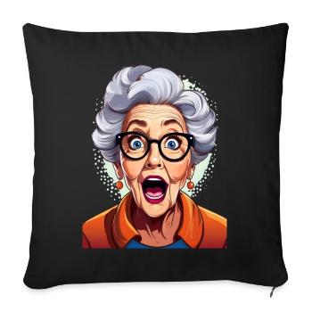 Grand-mère étonnée - Housse de coussin décorative 45 x 45 cm - noir - Devant
