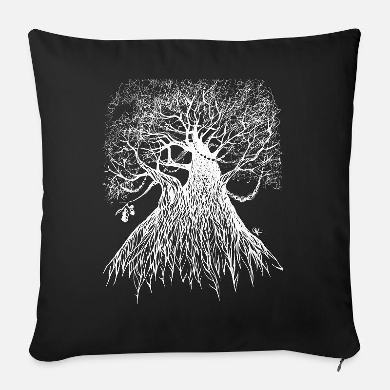 Eiche Baum Froschperspektive invertiert - Sofakissenbezug 45 x 45 cm - Schwarz