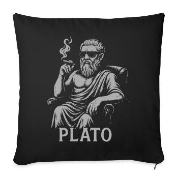 Plato the ancient philosopher as a hipster - Sofa pillowcase 17,3'' x 17,3'' (45 x 45 cm) - black - Front