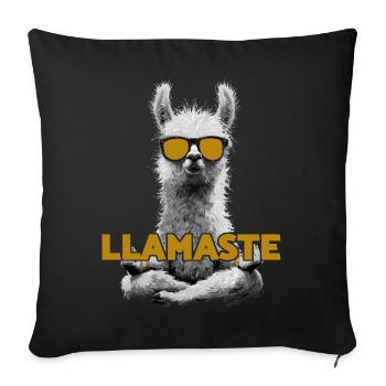 Llamaste – Lama de yoga avec lunettes de soleil - Housse de coussin décorative 45 x 45 cm - noir - Devant