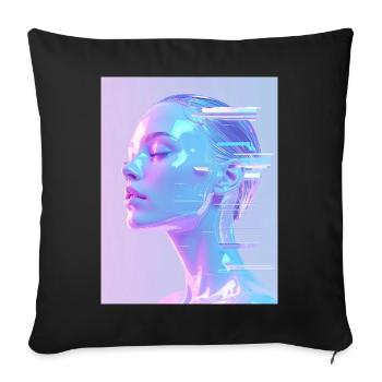 Holographic Glitch Portrait - Sofa pillowcase 17,3'' x 17,3'' (45 x 45 cm) - black - Front