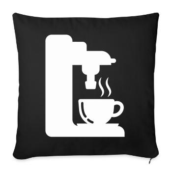 Illustration de café de contour de machine à expresso - Housse de coussin décorative 45 x 45 cm - noir - Devant
