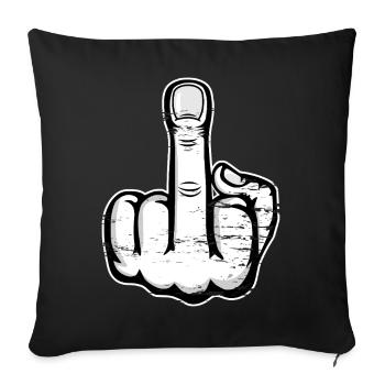 Doigt du majeur doigt puant design blanc utilisé - Housse de coussin décorative 45 x 45 cm - noir - Devant