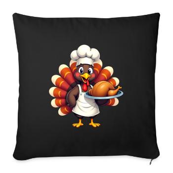 Cuisinier de dinde de Thanksgiving Thanksgiving - Housse de coussin décorative 45 x 45 cm - noir - Devant