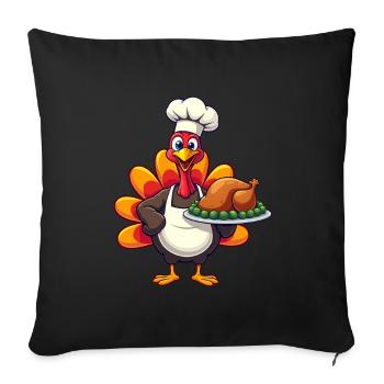 Cuisinier de dinde de Thanksgiving Thanksgiving - Housse de coussin décorative 45 x 45 cm - noir - Devant