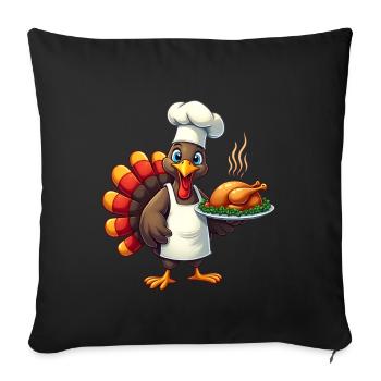 Cuisinier de dinde de Thanksgiving Thanksgiving - Housse de coussin décorative 45 x 45 cm - noir - Devant