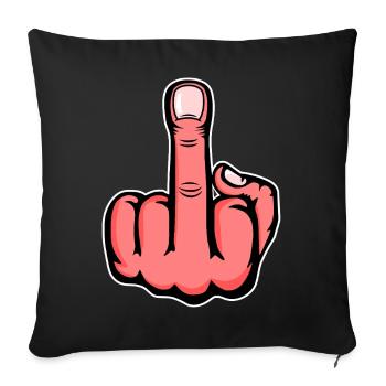 Doigt du milieu doigt puant Design rose - Housse de coussin décorative 45 x 45 cm - noir - Devant