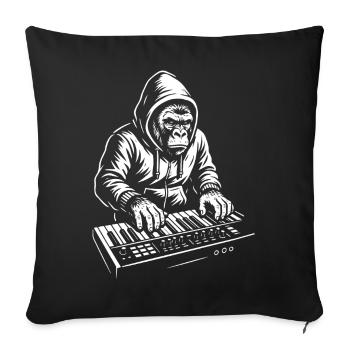 DJ Chimp im Hoodie spielt Keyboard-Musik - Sofakissenbezug 45 x 45 cm - Schwarz - Vorne