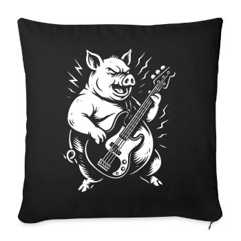 Groovy Pig Bass Jam - Sofa pillowcase 17,3'' x 17,3'' (45 x 45 cm) - black - Front