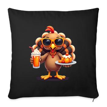 Dinde de Thanksgiving avec lunettes de soleil - Housse de coussin décorative 45 x 45 cm - noir - Devant
