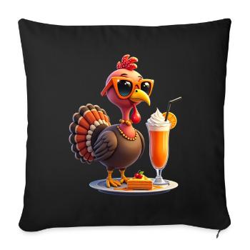 Dinde de Thanksgiving avec lunettes de soleil - Housse de coussin décorative 45 x 45 cm - noir - Devant
