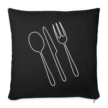 Cutlery Fork Spoon - Sofa pillowcase 17,3'' x 17,3'' (45 x 45 cm) - black - Front